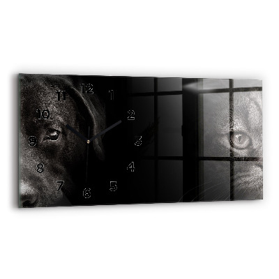Horloge rectangulaire horizontale Chien et chat écossais