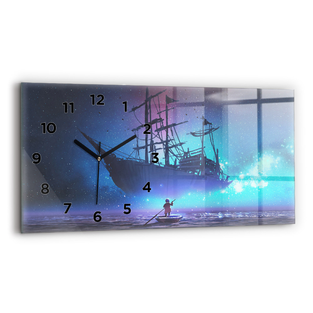 Horloge rectangulaire horizontale Voilier fantastique