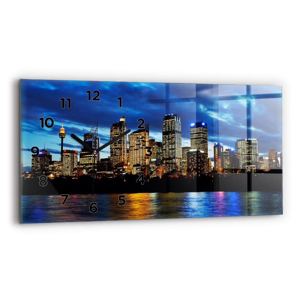 Horloge rectangulaire horizontale Sydney le soir