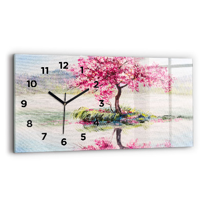 Horloge rectangulaire horizontale Mosaïque d'un arbre