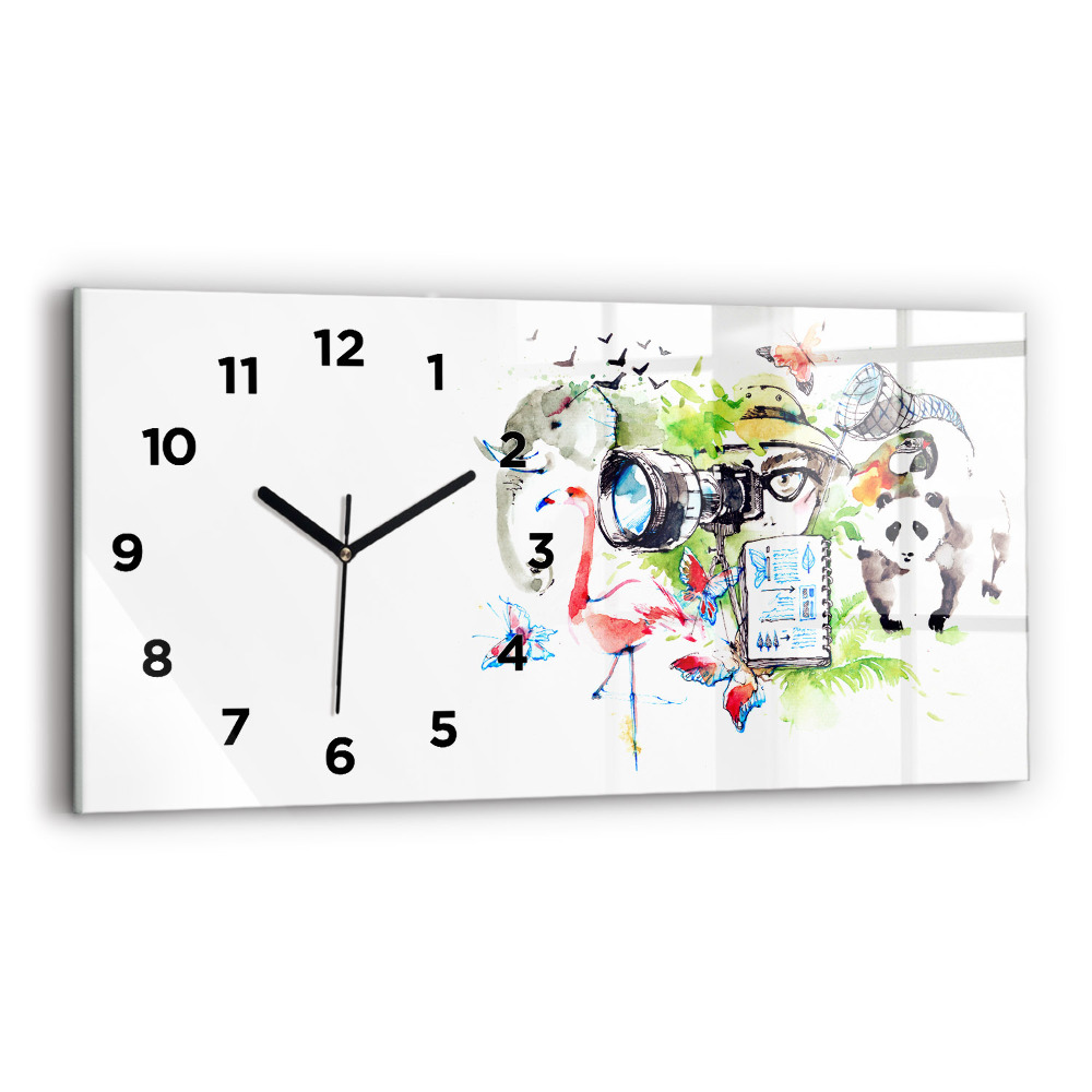 Horloge horizontale en verre Zoologiste