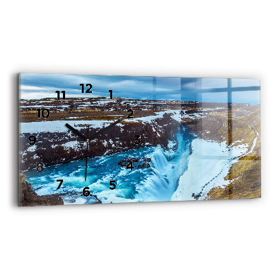 Horloge horizontale en verre Chute d'eau de Gullfoss en Islande
