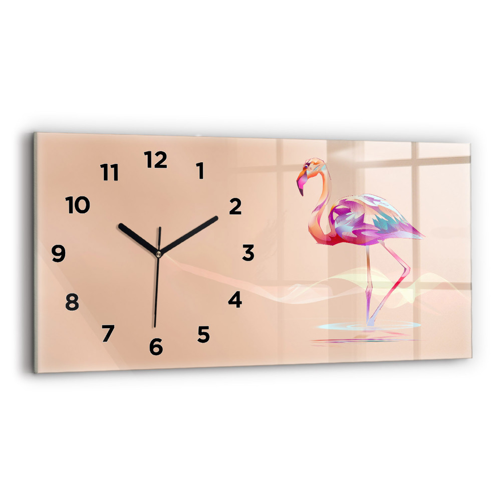 Horloge murale horizontale Illustration d'un flamant rose