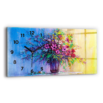 Horloge horizontale en verre Fleurs dans un vase