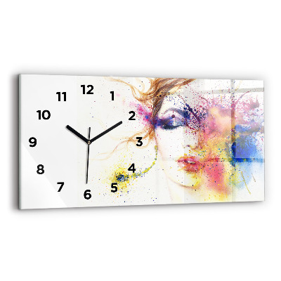 Horloge horizontale en verre Portrait d'une femme mystérieuse