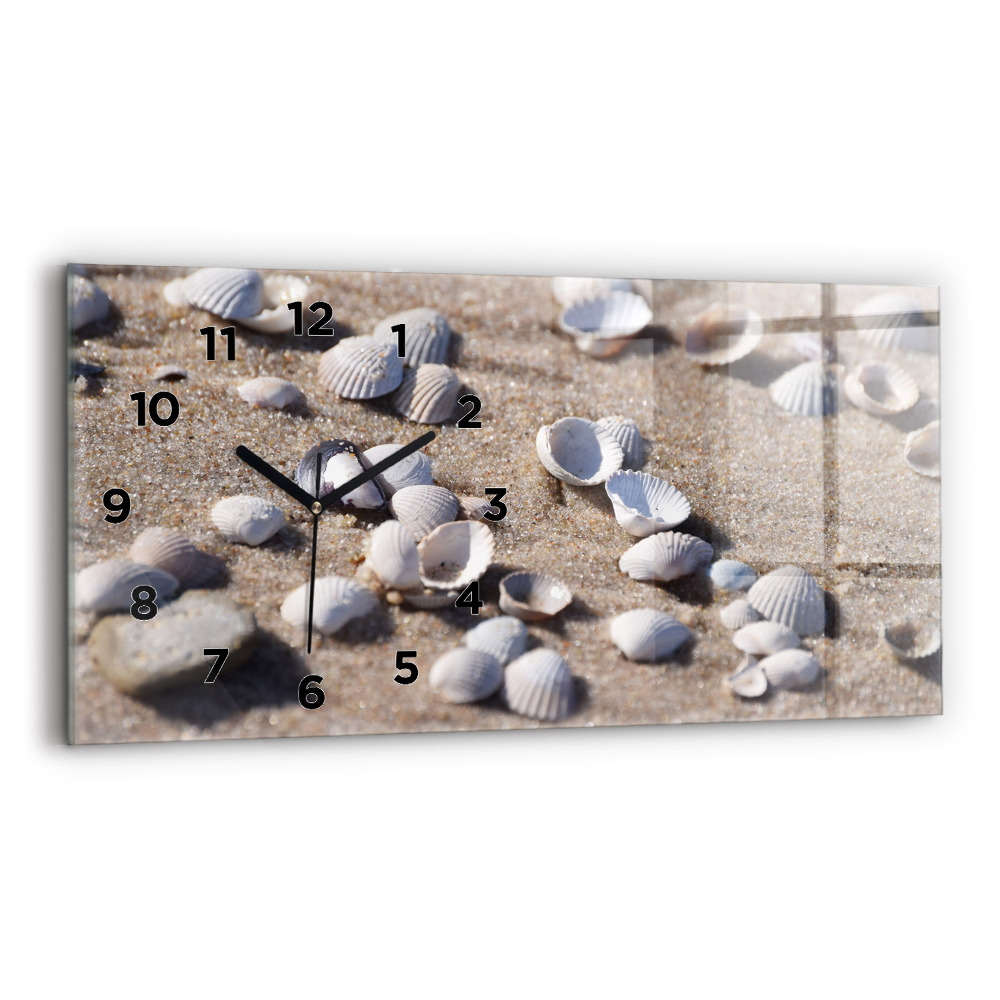 Horloge horizontale en verre Coquillages sur la plage