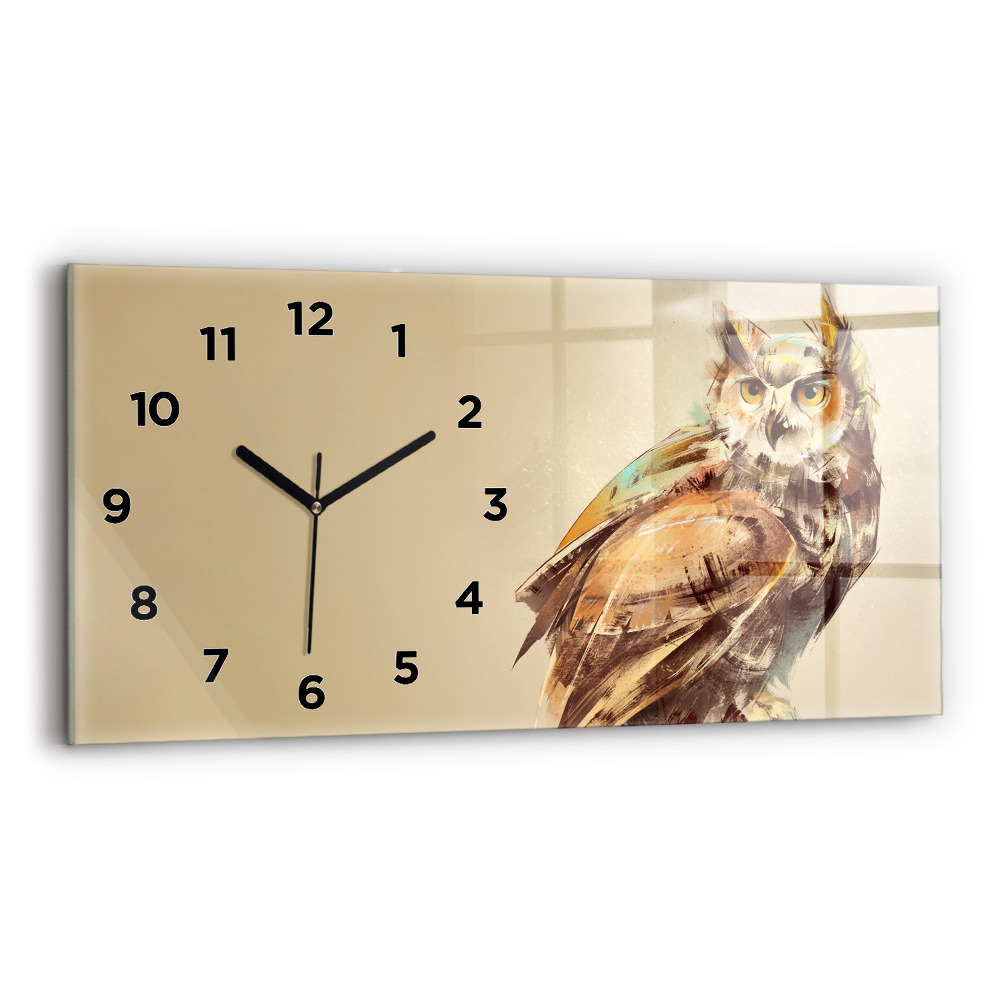 Horloge rectangulaire horizontale Hibou - un signe de sagesse
