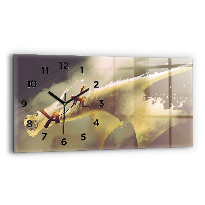Horloge horizontale en verre Illustration d'un dragonnier