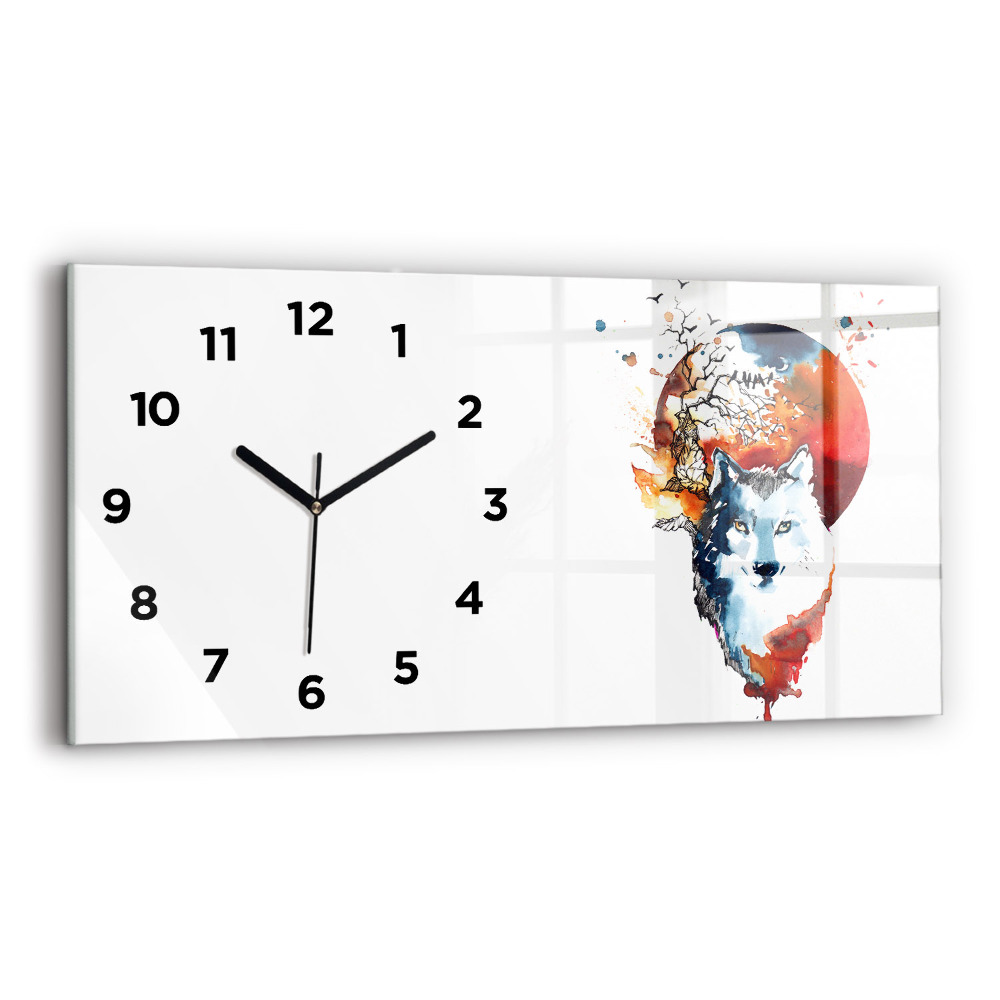 Horloge rectangulaire horizontale Loup-garou Pleine lune et Luna