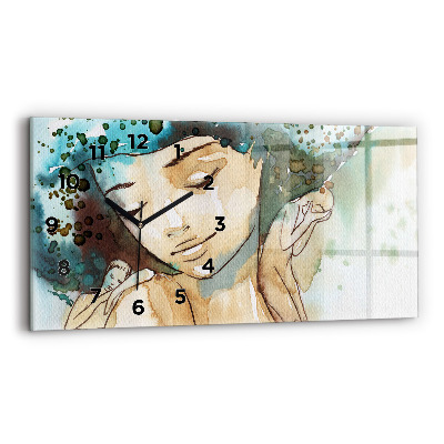 Horloge rectangulaire horizontale Femme abstraite