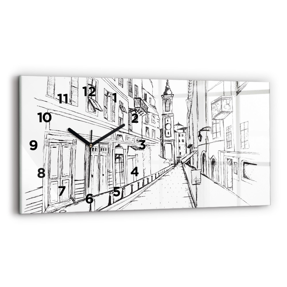 Horloge murale horizontale Dessin de ville Provence