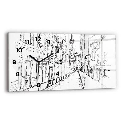 Horloge murale horizontale Dessin de ville Provence