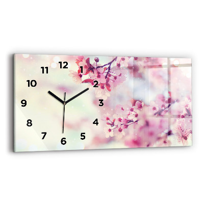Horloge horizontale en verre Fleurs printemps