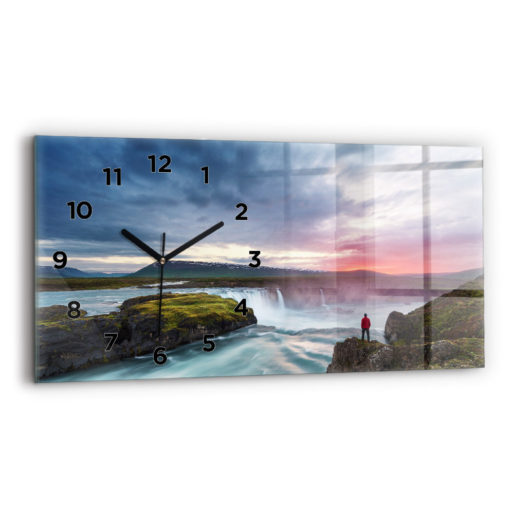 Horloge murale horizontale Paysage avec chute d'eau