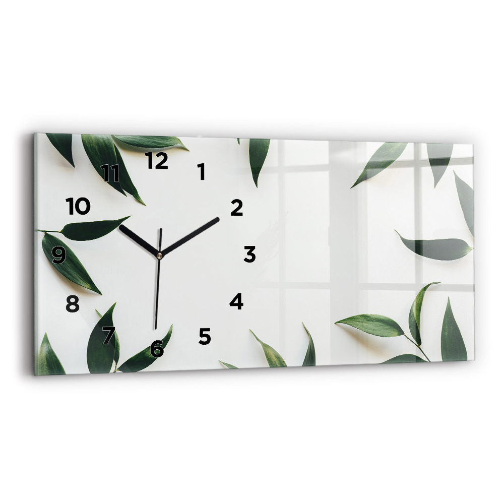 Horloge murale horizontale Cadre de feuilles