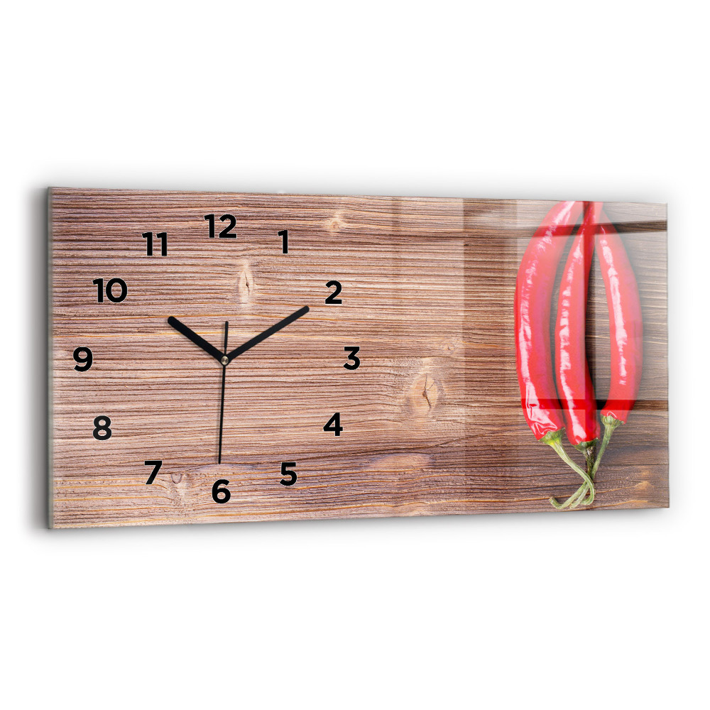 Horloge horizontale en verre Paprika