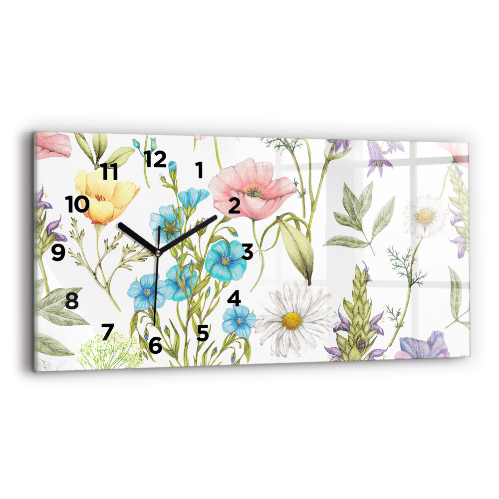 Horloge horizontale en verre Composition de fleurs