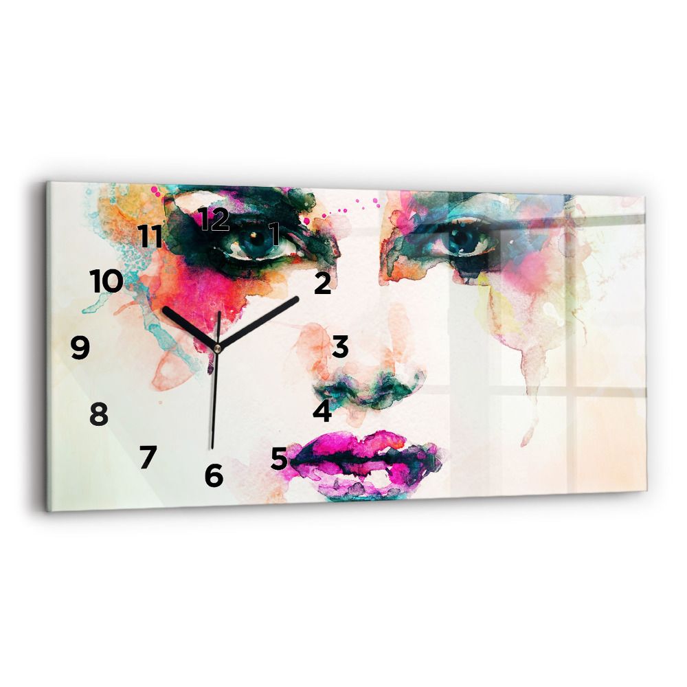 Horloge rectangulaire horizontale Visage abstrait d'une femme