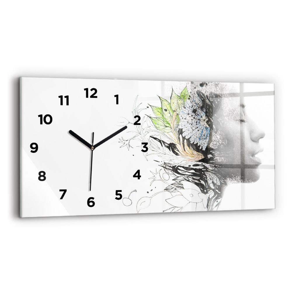 Horloge rectangulaire horizontale Visage abstrait d'une femme