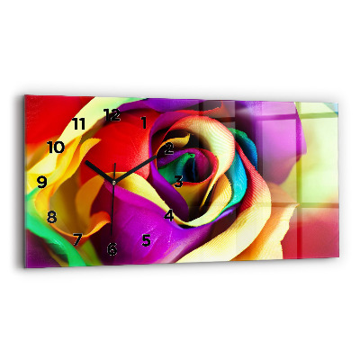 Horloge rectangulaire horizontale Rose arc-en-ciel