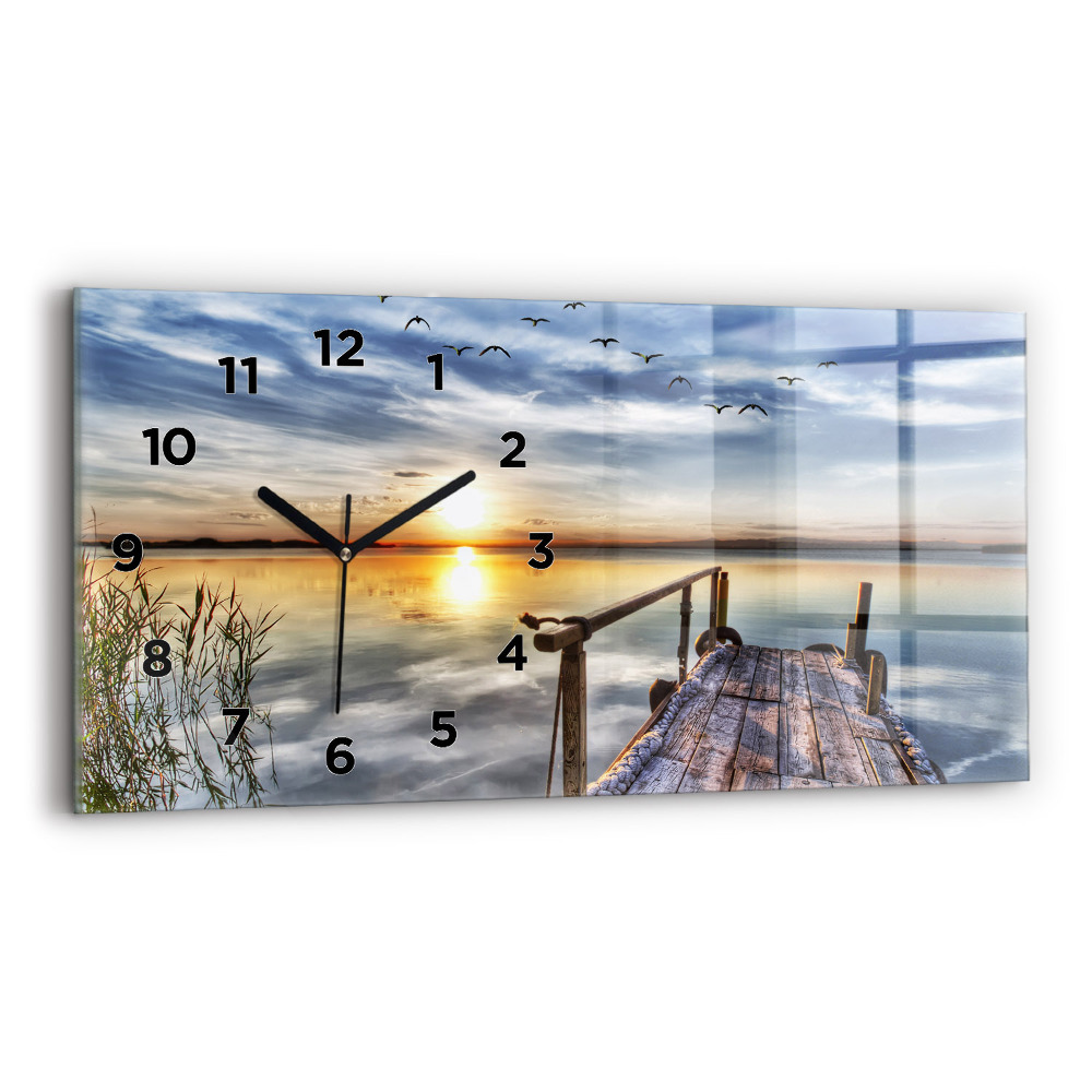 Horloge murale horizontale Lac du coucher du soleil