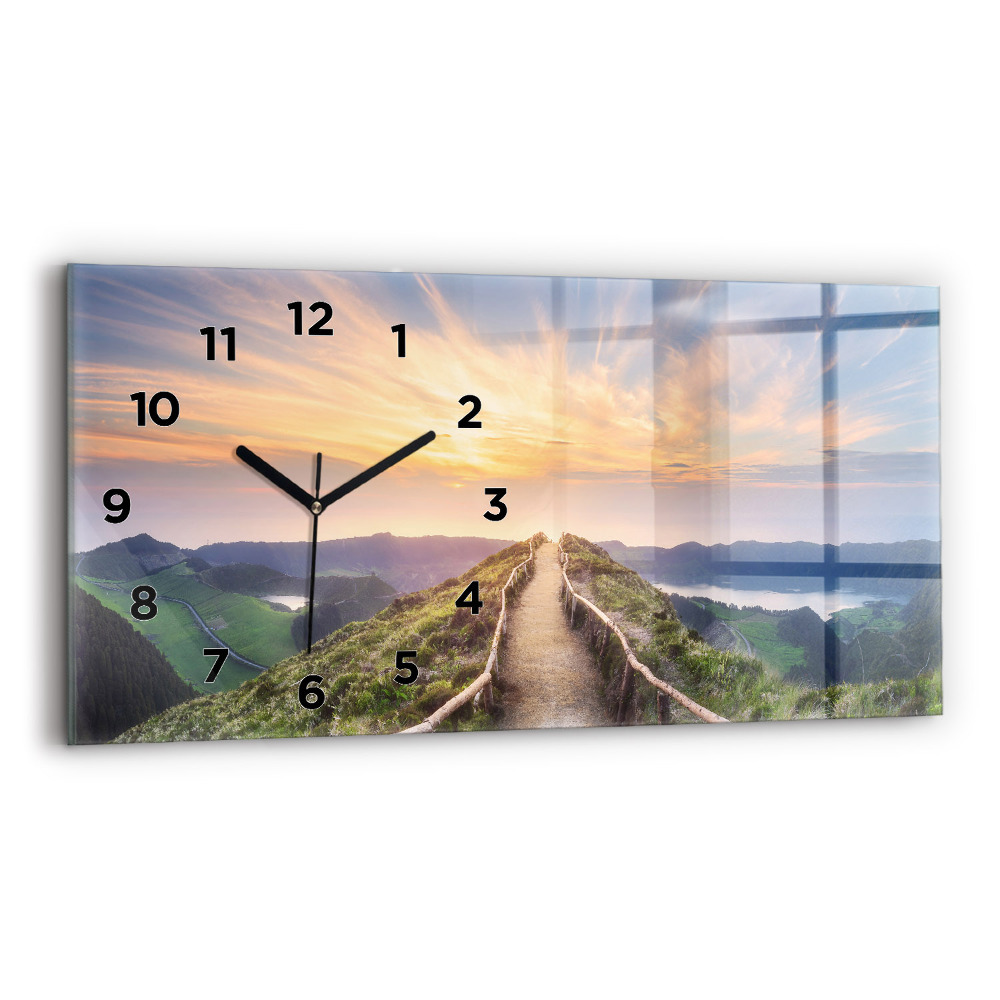 Horloge horizontale en verre Paysage de montagne