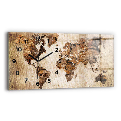 Horloge rectangulaire horizontale Carte du monde ancienne
