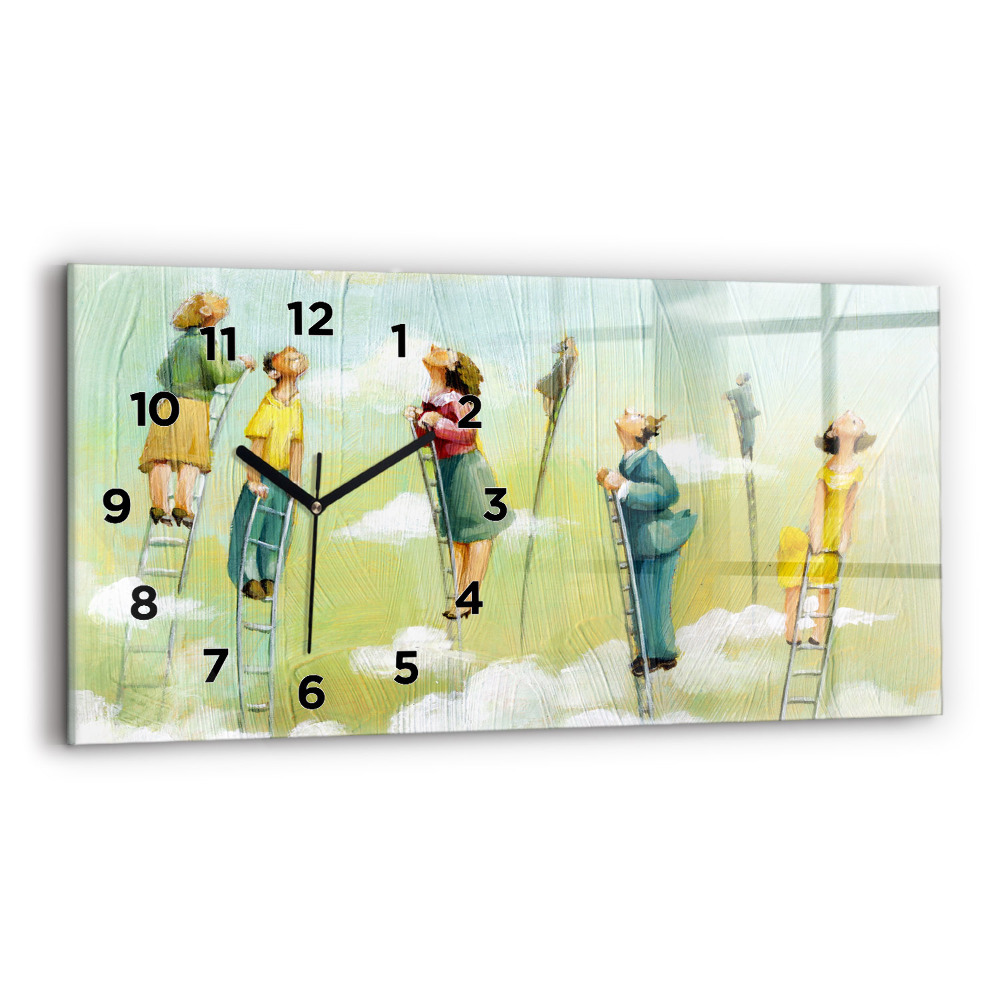 Horloge horizontale en verre Personnes sur une échelle