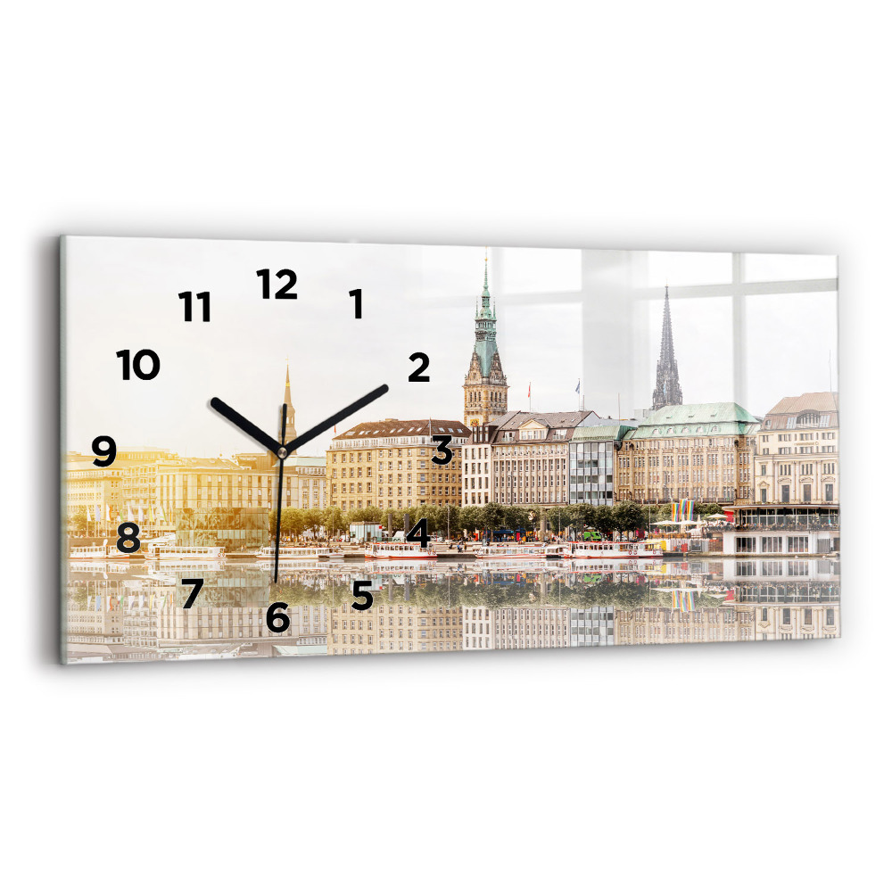 Horloge horizontale en verre Fleuve Hambourg Allemagne