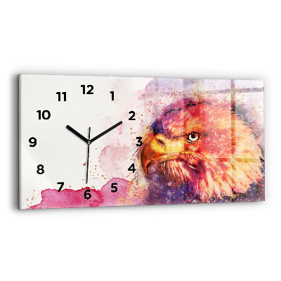 Horloge horizontale en verre Fond d'aquarelle d'un aigle