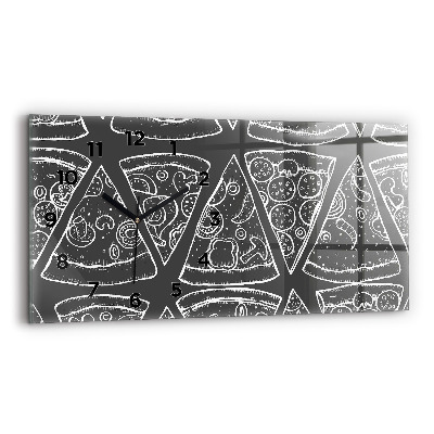 Horloge rectangulaire horizontale Pizza peinte