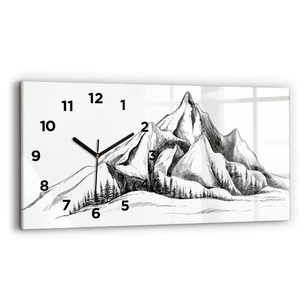 Horloge rectangulaire horizontale Montagnes dessinées