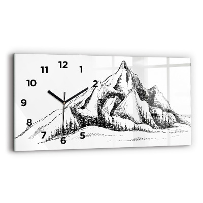 Horloge rectangulaire horizontale Montagnes dessinées