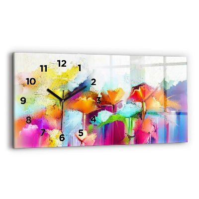Horloge rectangulaire horizontale Fleurs abstraites