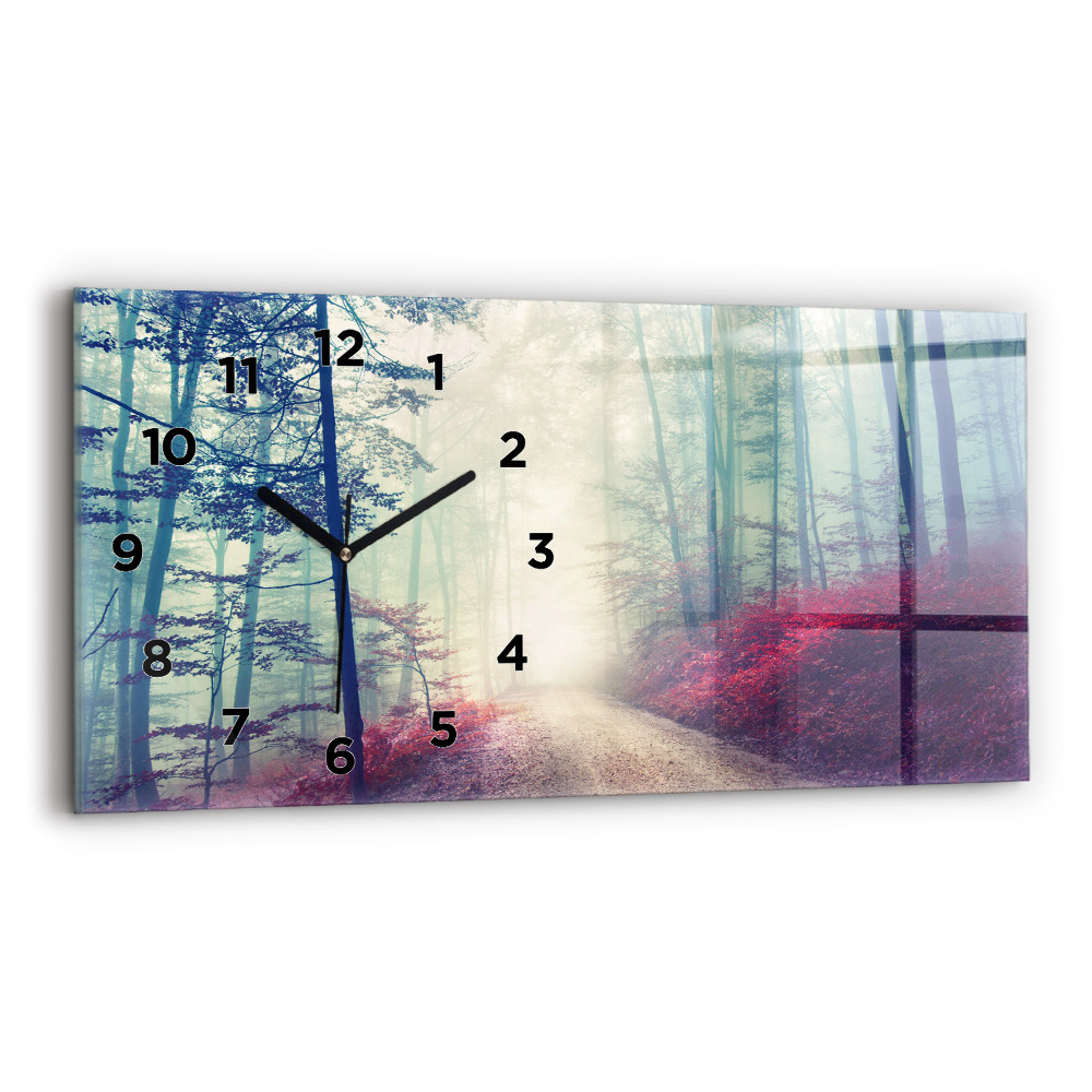 Horloge rectangulaire horizontale Route d'automne Brouillard forestier