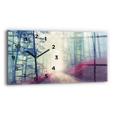 Horloge rectangulaire horizontale Route d'automne Brouillard forestier