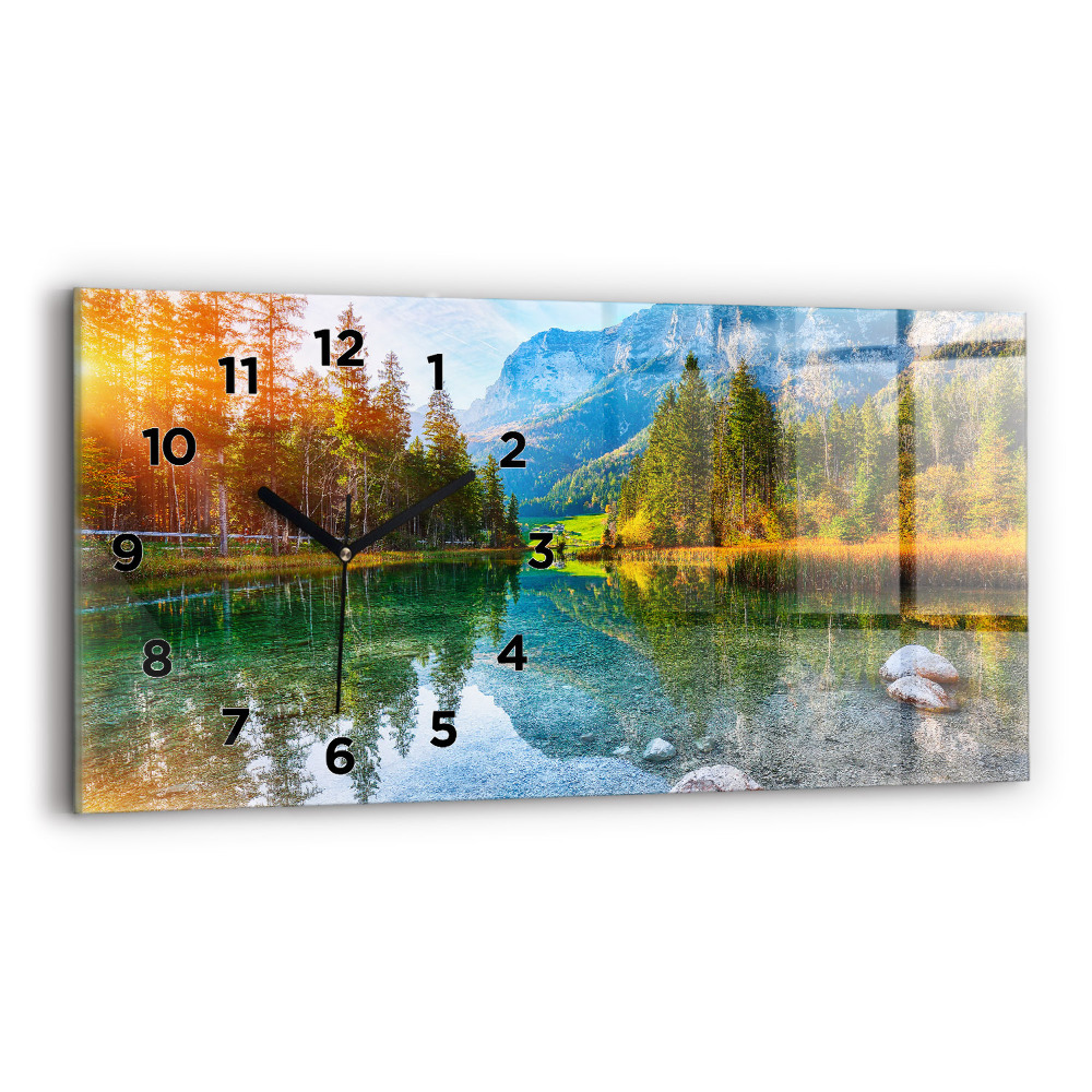 Horloge murale horizontale Rivière montagnes Paysage