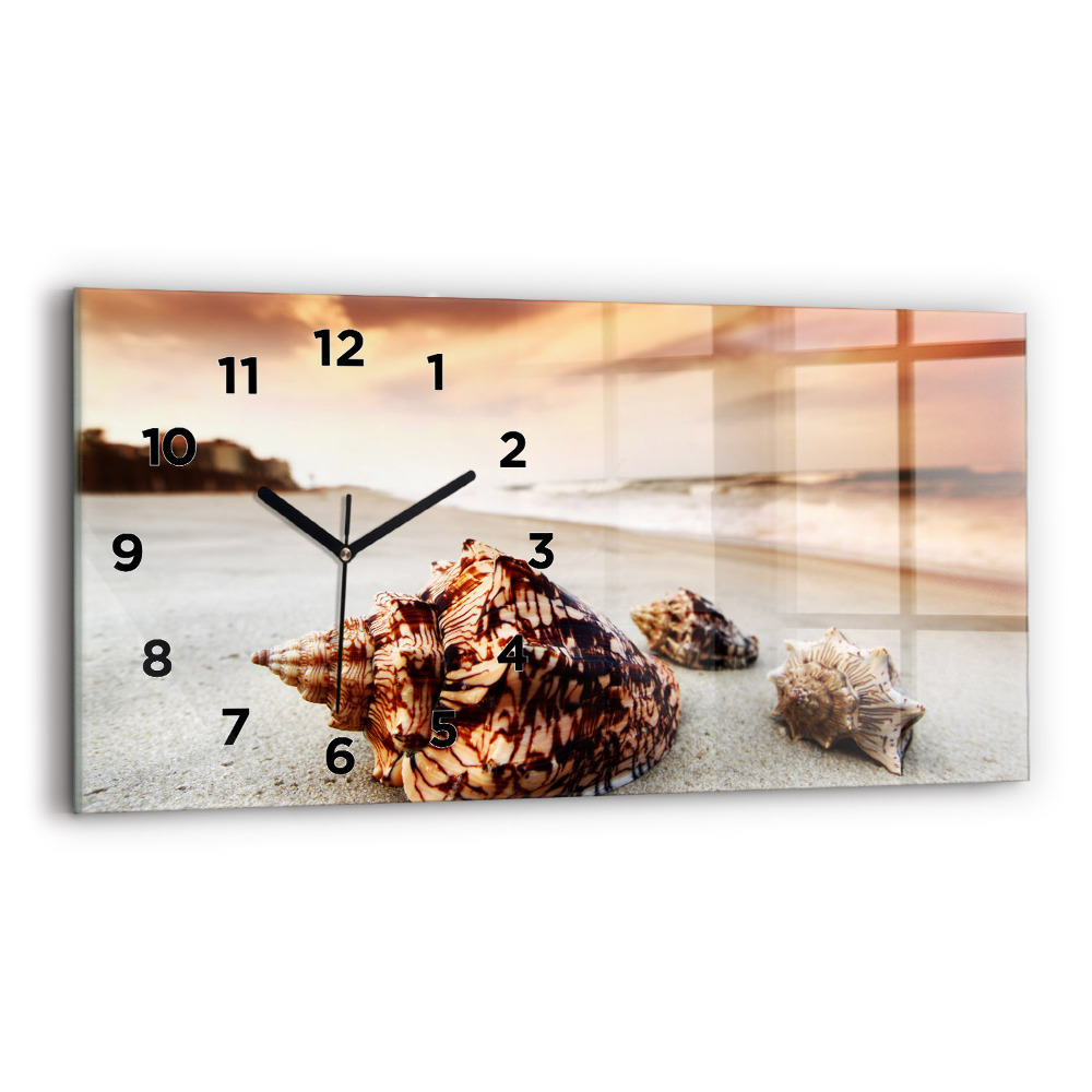 Horloge murale horizontale Coquillage sur la plage