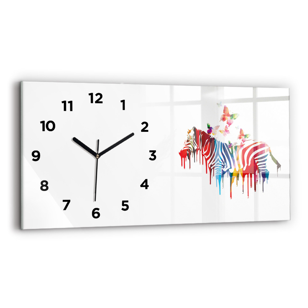 Horloge horizontale en verre Zèbre coloré