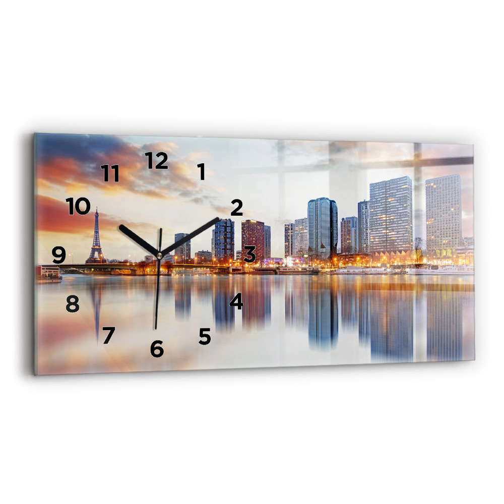 Horloge rectangulaire horizontale Panorama avec la Tour Eiffel