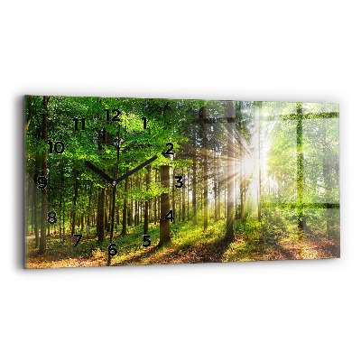Horloge murale horizontale Lever de soleil en forêt