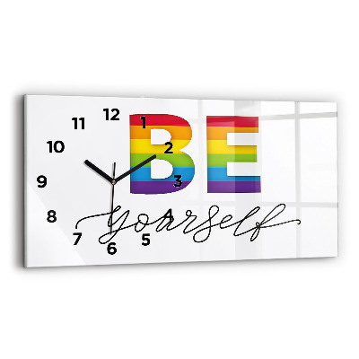 Horloge horizontale en verre Inscription be yourself