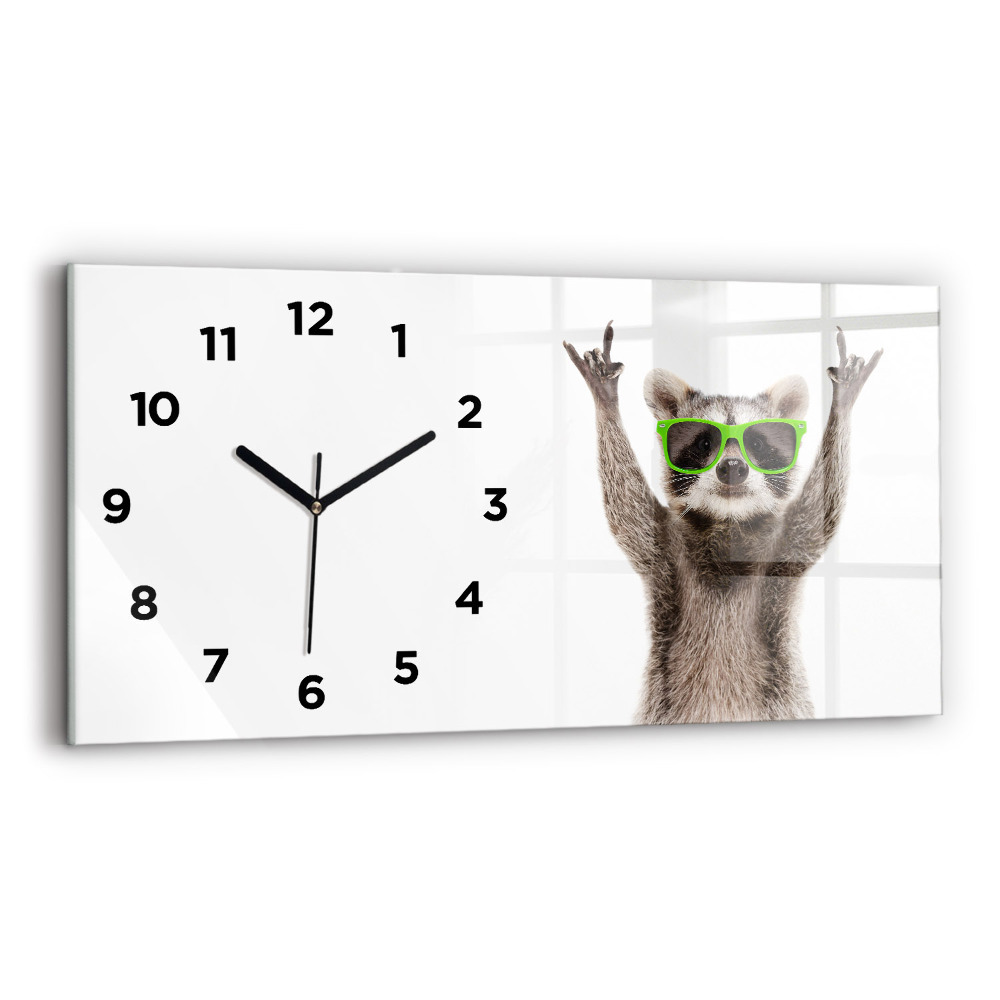 Horloge rectangulaire horizontale Raton laveur avec des lunettes