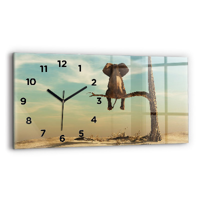 Horloge rectangulaire horizontale Éléphant dans un arbre