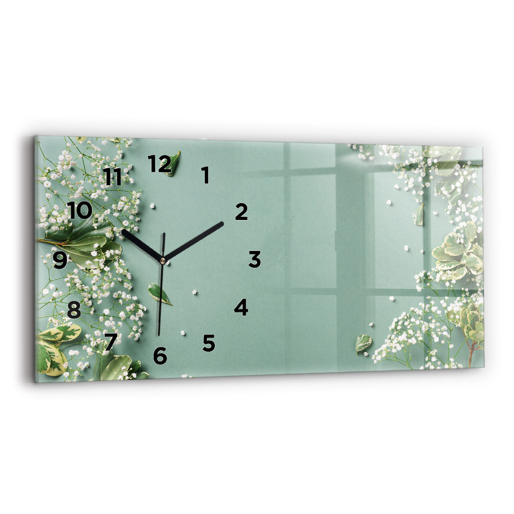 Horloge horizontale en verre Fleurs délicates