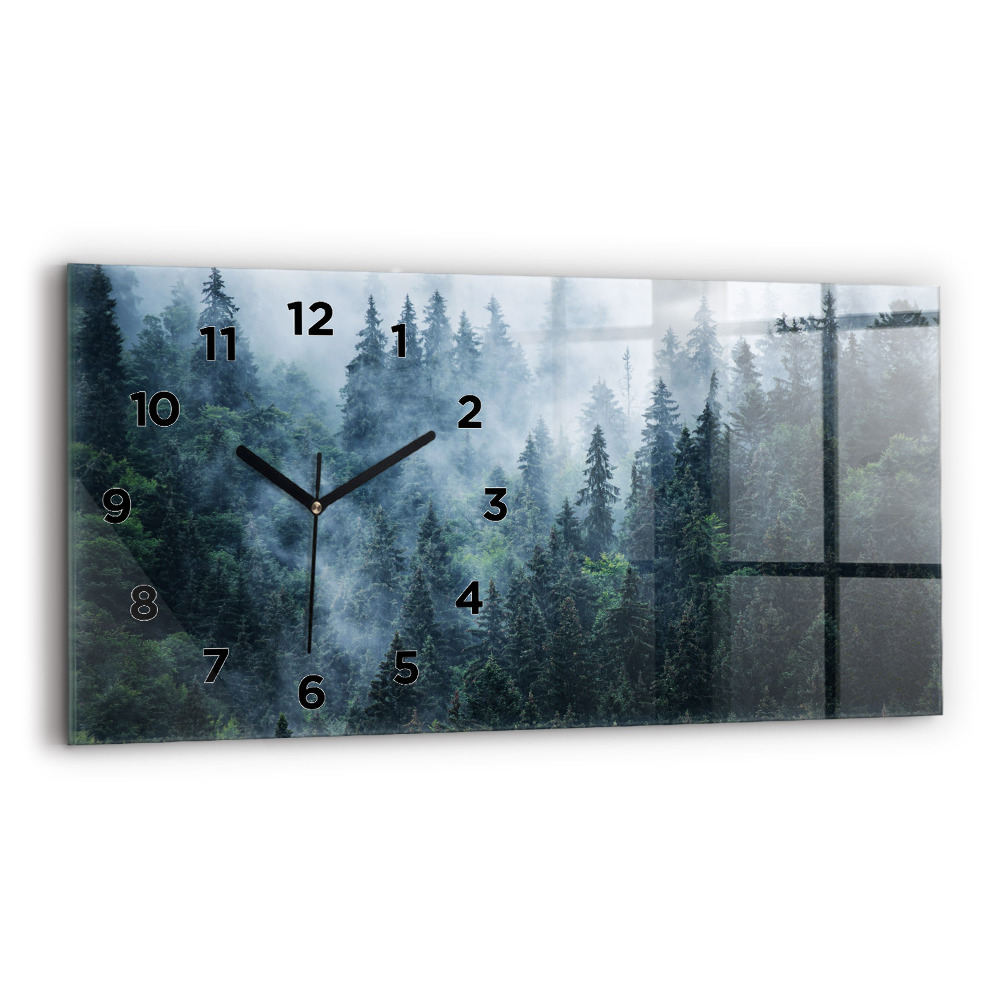 Horloge horizontale en verre Paysage de montagne brumeux