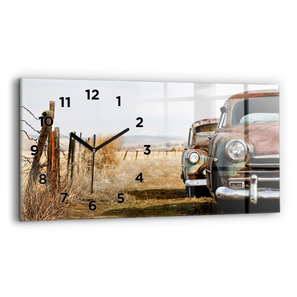 Horloge murale horizontale Vieilles voitures