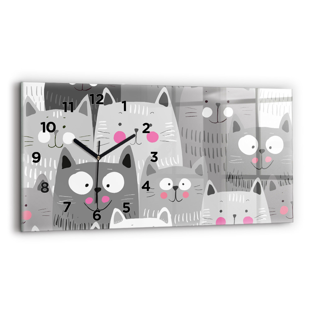 Horloge rectangulaire horizontale Motif avec des chats