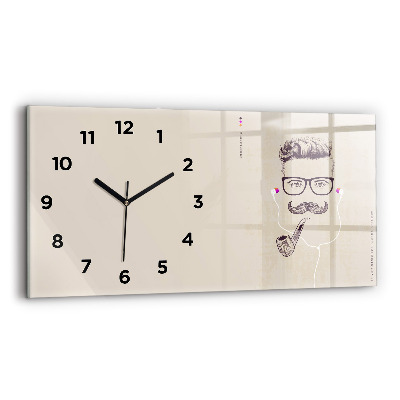 Horloge murale horizontale Homme avec une pipe