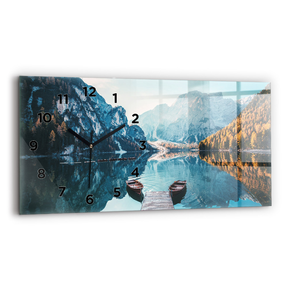 Horloge murale horizontale Bateaux sur un lac